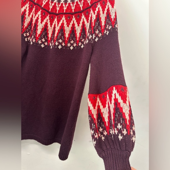 Free People Scotland Sweater Dress Plum & Red Fair Isle Sweater Dress Size Small - Picture 10 of 11
